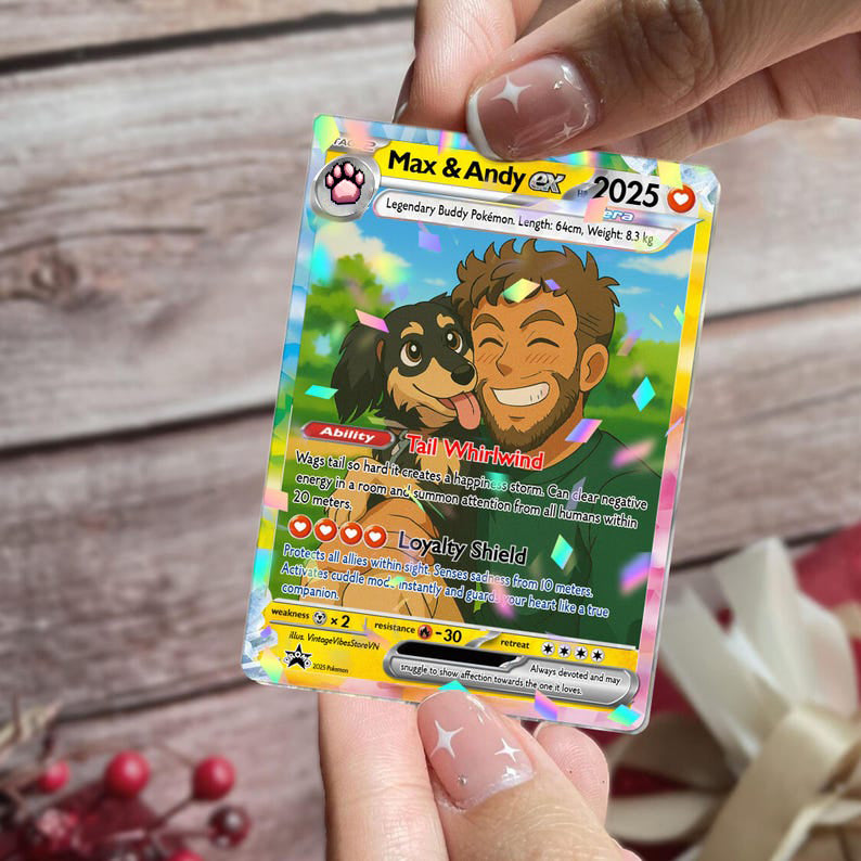 Personalized Pet Pokemon Card, Custom Your Pet as a Pokemon Card, Dog Portrait, Pet Lover Gift, Pet memorial, Pet Gift, Dog Gift, Cat Gift