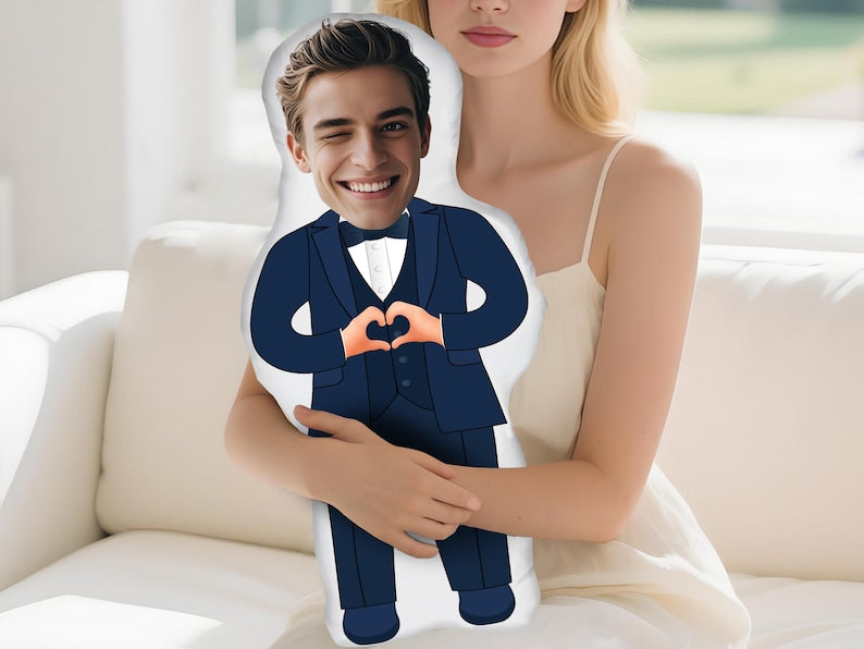 Personalized Grooms Face Pillow, Custom Photo Doll for Bachelor Party, Hen Party Pillow Doll, Funny Wedding Gift, Hen s Party Decor