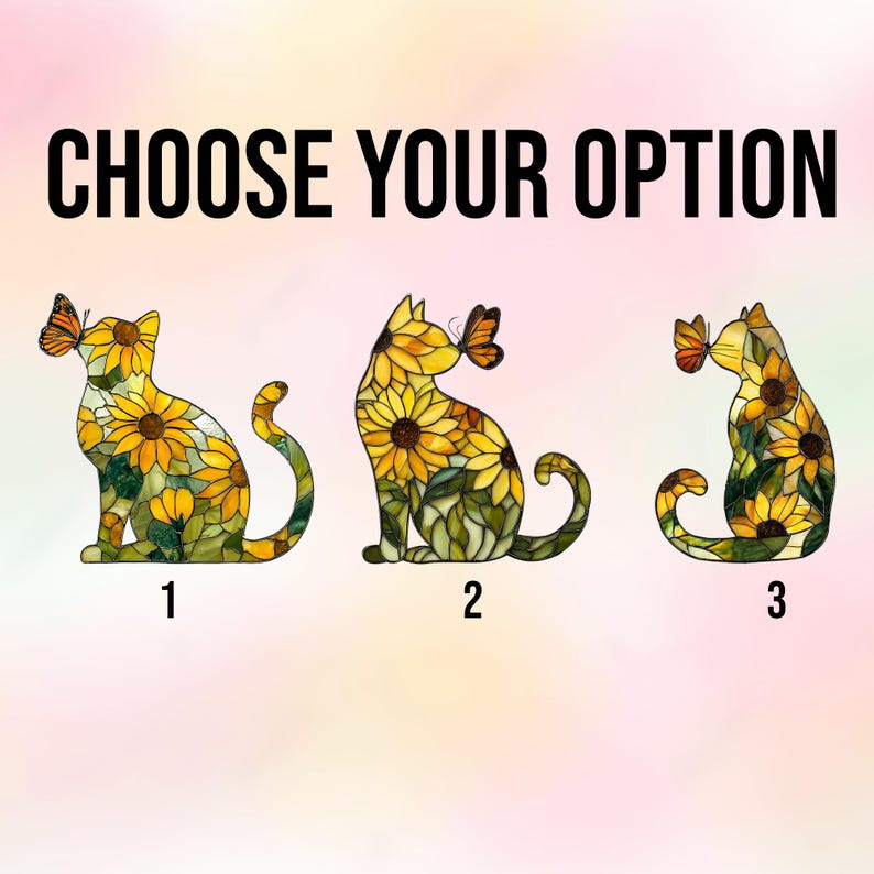 Sunflower Cat FAUX Window Hanging, Window Hanging Decor, Sunflower Cat ACRYLIC Suncatcher, Floral Cat Suncatcher Gift For Cat Lovers