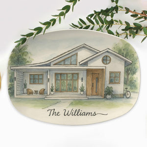 Custom House Portrait Platter Personalized Home Gift Housewarming Present for New Homeowners or Realtor Closing Gift - DECOR ONLY