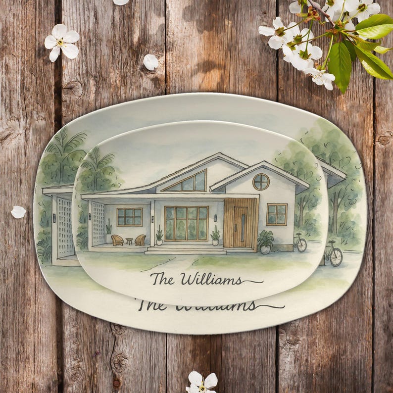 Custom House Portrait Platter Personalized Home Gift Housewarming Present for New Homeowners or Realtor Closing Gift - DECOR ONLY