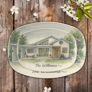 Custom House Portrait Platter Personalized Home Gift Housewarming Present for New Homeowners or Realtor Closing Gift - DECOR ONLY