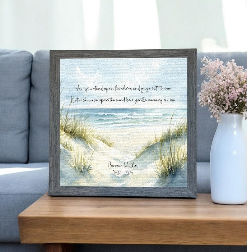 Personalized Beach Watercolor Sympathy Gift | Coastal Ocean Memorial | Loss of Father, Mother, Grandparent