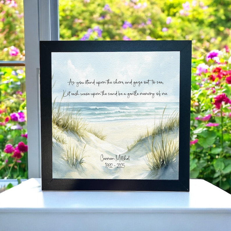 Personalized Beach Watercolor Sympathy Gift | Coastal Ocean Memorial | Loss of Father, Mother, Grandparent