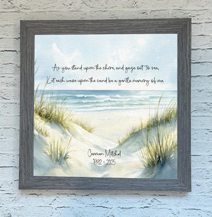 Personalized Beach Watercolor Sympathy Gift | Coastal Ocean Memorial | Loss of Father, Mother, Grandparent