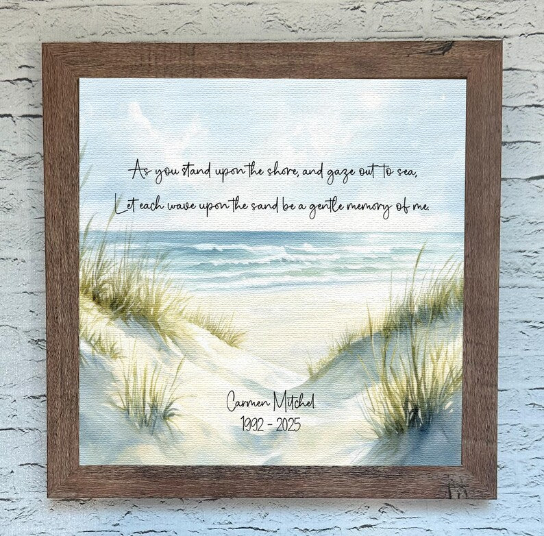Personalized Beach Watercolor Sympathy Gift | Coastal Ocean Memorial | Loss of Father, Mother, Grandparent