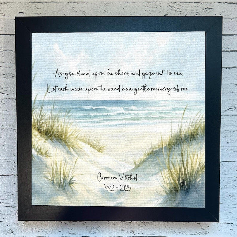 Personalized Beach Watercolor Sympathy Gift | Coastal Ocean Memorial | Loss of Father, Mother, Grandparent