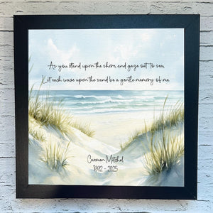 Personalized Beach Watercolor Sympathy Gift | Coastal Ocean Memorial | Loss of Father, Mother, Grandparent