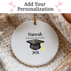 Graduation Ornament Personalized Graduation Gift With Name Custom High School Senior Christmas Keepsake Custom Grad Cap Holiday 2026 Grad