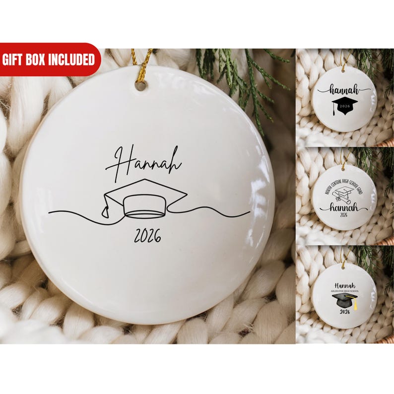 Graduation Ornament Personalized Graduation Gift With Name Custom High School Senior Christmas Keepsake Custom Grad Cap Holiday 2026 Grad