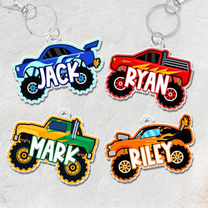 Monster Truck Backpack Name Tag, Custom Backpack Tag for Boys, Monster Truck Name Keychain, Boy Bag Tag, Kids Backpack Tag, Back To School