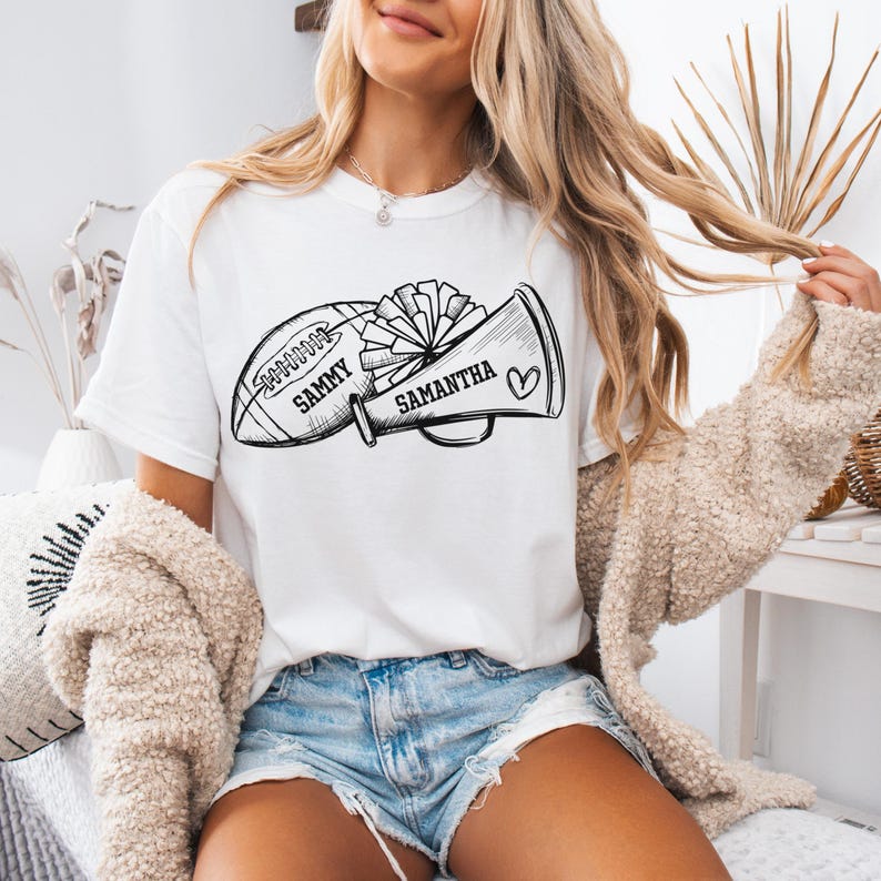 Custom Football Cheer Mom Shirt Family Gameday Mom of Both Shirt Football Cheer Gift for Mom Cheer and Football High School Football Shirt