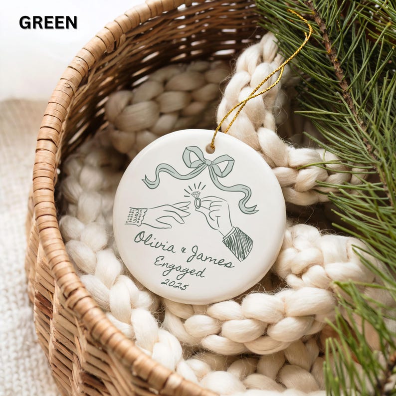 First Christmas Engaged Ornament 2025 Personalized Engagement Gift for Couple Custom Engaged Christmas Ornament Engagement Keepsake Ornament