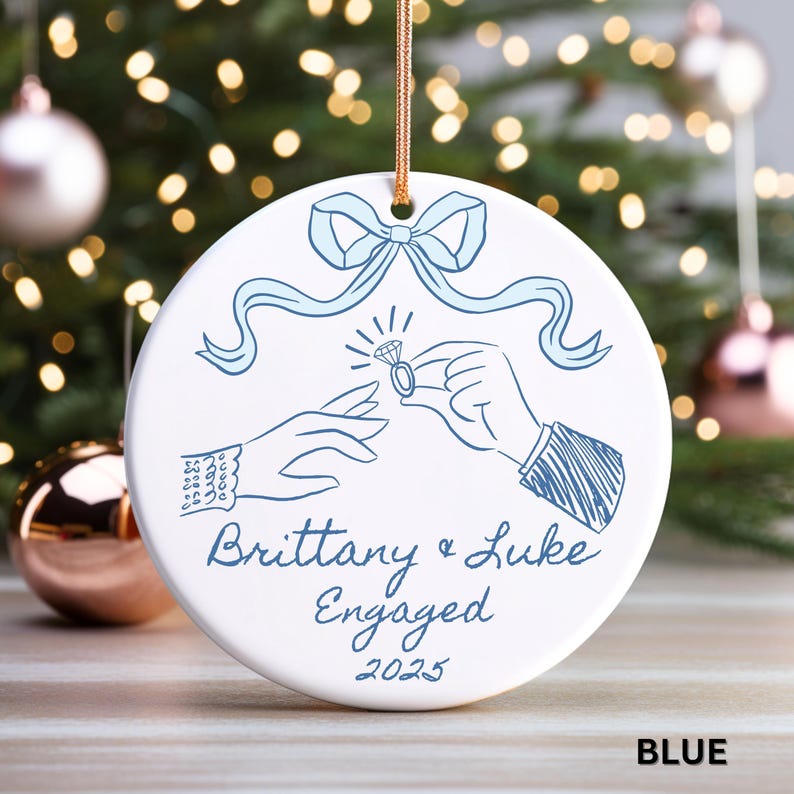 First Christmas Engaged Ornament 2025 Personalized Engagement Gift for Couple Custom Engaged Christmas Ornament Engagement Keepsake Ornament