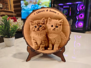 Engraved Wood Pet Memorial Plaque: Custom Dog Cat Photo Keepsake