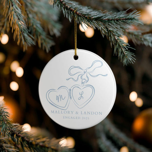 First Christmas Engaged Ornament, Personalized Engagement Gift for Couples, Custom Engagement Christmas Keepsake, Engaged Ornament