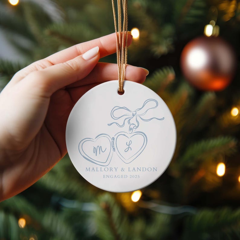 First Christmas Engaged Ornament, Personalized Engagement Gift for Couples, Custom Engagement Christmas Keepsake, Engaged Ornament
