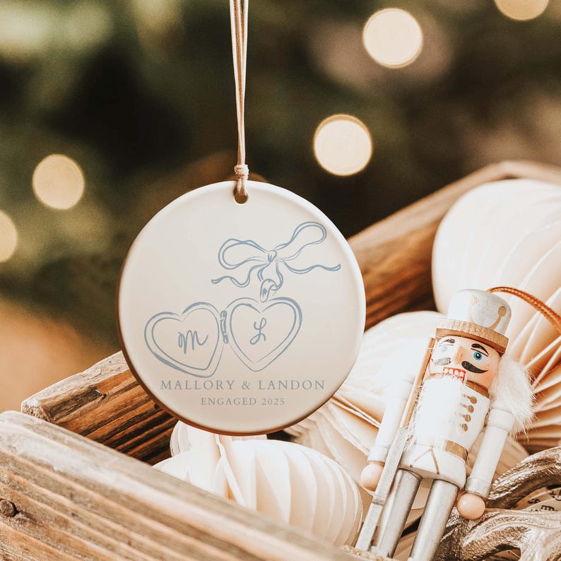 First Christmas Engaged Ornament, Personalized Engagement Gift for Couples, Custom Engagement Christmas Keepsake, Engaged Ornament