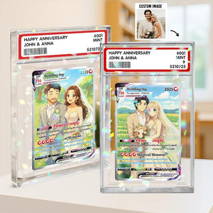 Custom Photo Anime Themed Gift for Anniversary, Personalized Poke Anniversary Card, Hologram Acrylic Card for Couple, Anniversary Gift