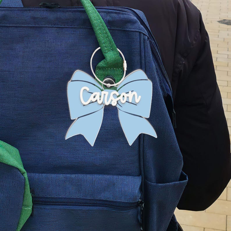 Bow Backpack Name Tag, Kids Name Keychain, Diaper Bag Name Tag, Custom Lunch Box Tag, School Bag Tag, Gift for Kids, Water Bottle Tag