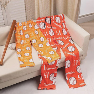 Custom Adults Sports Pajama Pants - Personalized Name & Number Lounge Bottoms, Loose Drawstring Sleepover PJs, Sports Team Sleepover Gift