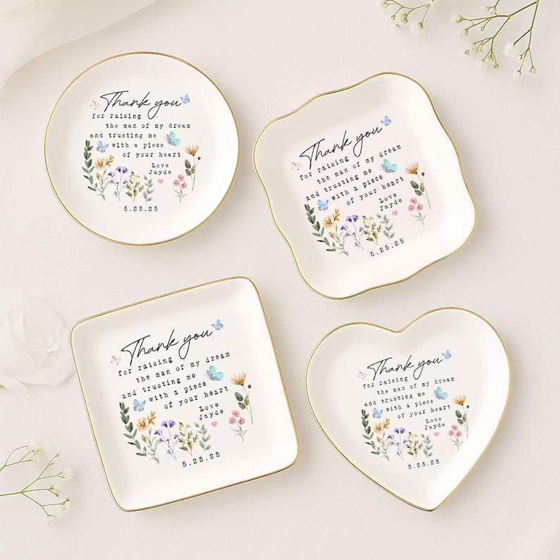 Personalised Mother of the Groom Jewelry Plate , Custom Mother's Day Jewelry Dish for Mother of the Groom, Wedding Gifts, Mom of the Groom Gift