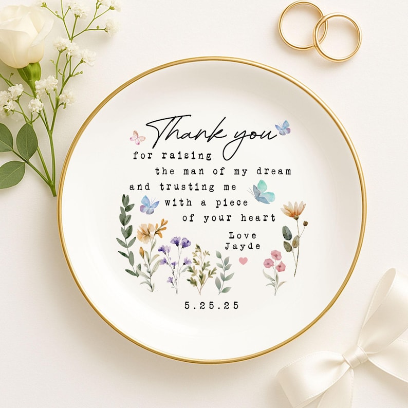Personalised Mother of the Groom Jewelry Plate , Custom Mother's Day Jewelry Dish for Mother of the Groom, Wedding Gifts, Mom of the Groom Gift