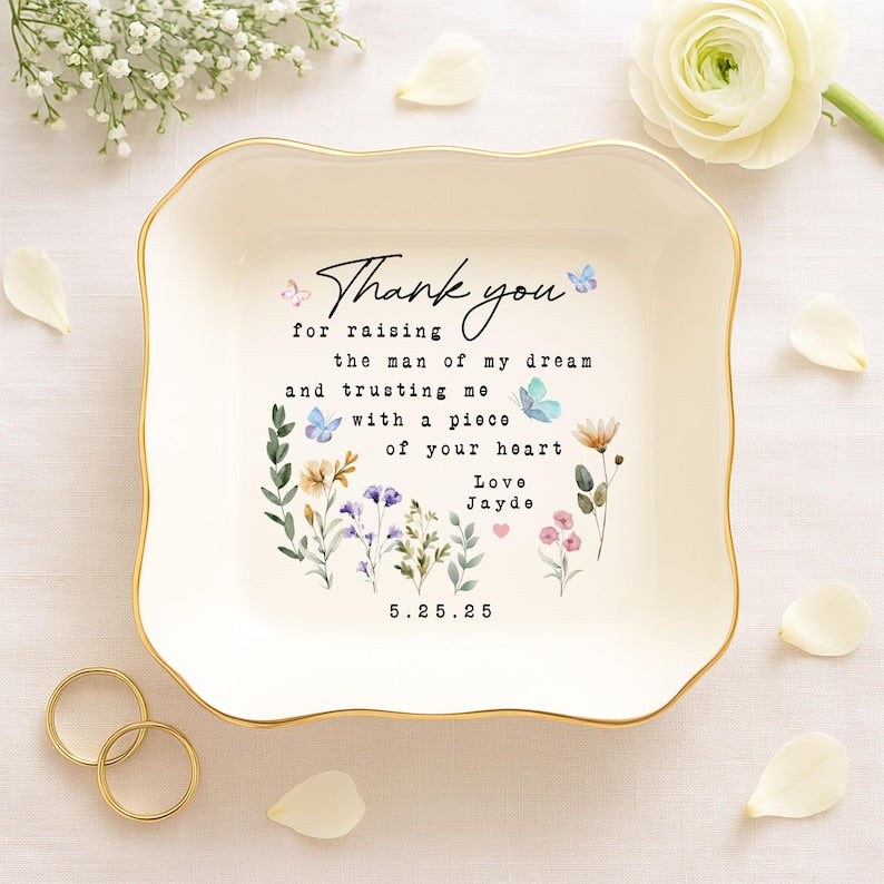 Personalised Mother of the Groom Jewelry Plate , Custom Mother's Day Jewelry Dish for Mother of the Groom, Wedding Gifts, Mom of the Groom Gift