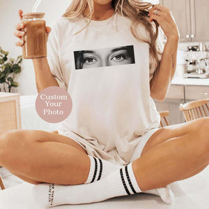 Custom Photo Human Eyes Shirt, Personalised Girlfriend Boyfriend Comfort Colors Shirt, Boyfriend Gifts, I'm With You , Eye Love You