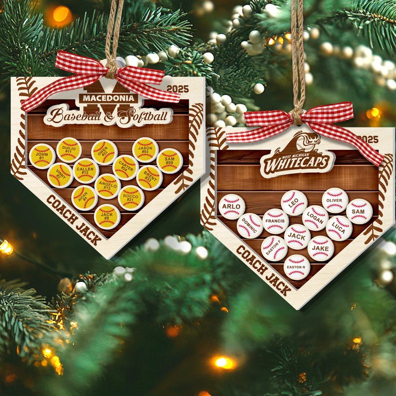 Personalized Softball Coach Christmas Gift, Custom Softball Coach Gift, Custom Softball With Name Ornament, Softball Team End Of Season Gift