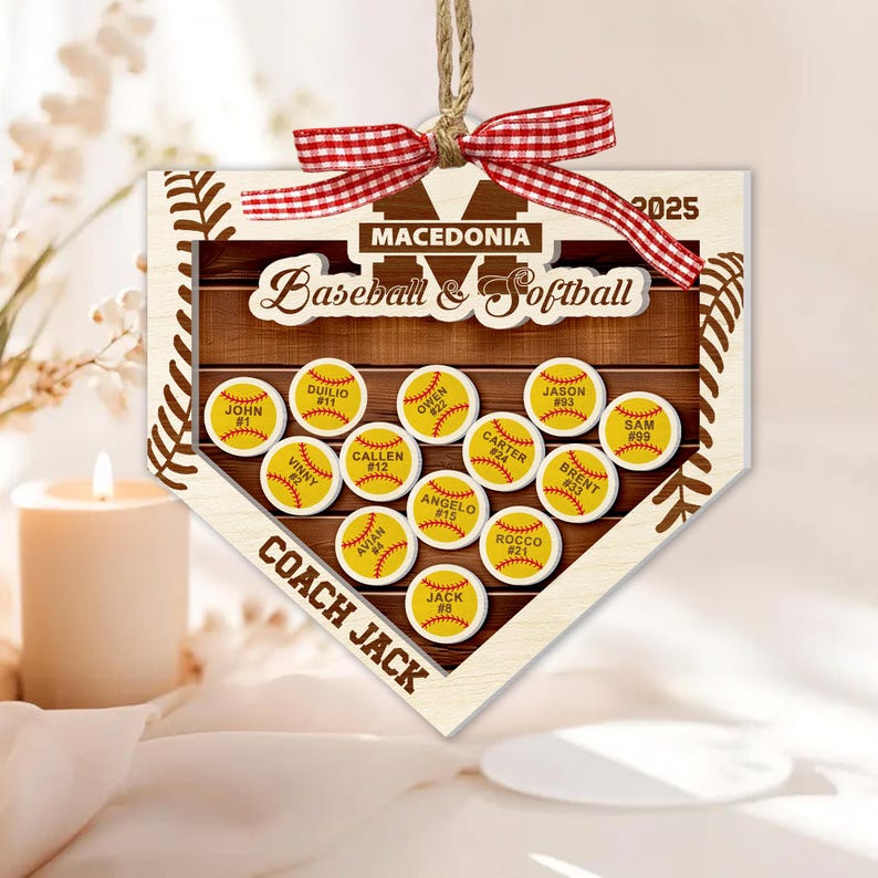 Personalized Softball Coach Christmas Gift, Custom Softball Coach Gift, Custom Softball With Name Ornament, Softball Team End Of Season Gift