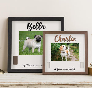 Personalized Pet Memory Frame, Dog Collar Shadow Box, Custom Pet Photo Gift, Pet Loss Sympathy Gift, Forever Loved Dog Memorial