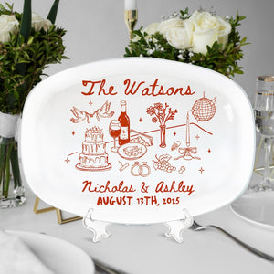 Custom Wedding Platter, Wedding Gift for Newlyweds, New Home Gift, Whimsical Wedding Platter Gift, Unique Keepsake for Bride and Groom