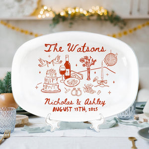 Custom Wedding Platter, Wedding Gift for Newlyweds, New Home Gift, Whimsical Wedding Platter Gift, Unique Keepsake for Bride and Groom