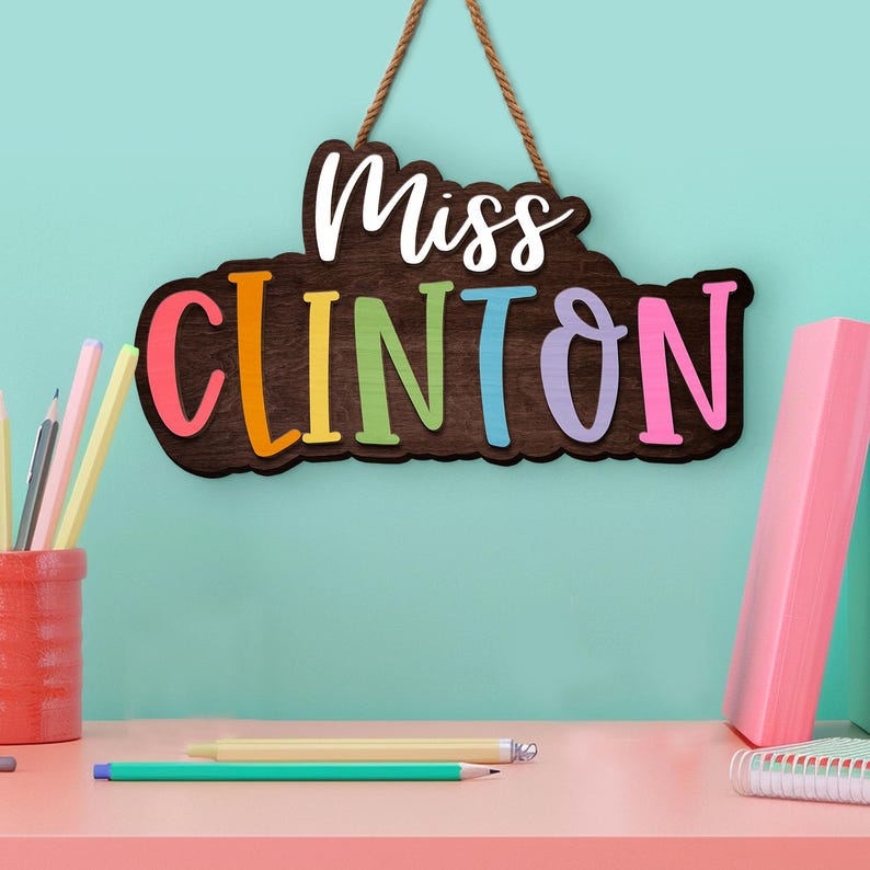 Personalized Back To School Teacher Name Door Sign, Custom Teacher Door Hanger, Welcome Teacher Name Sign, New Teacher Classroom Decor Gift