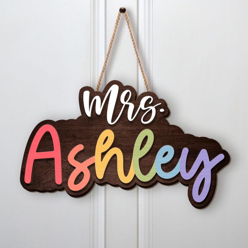 Personalized Back To School Teacher Name Door Sign, Custom Teacher Door Hanger, Welcome Teacher Name Sign, New Teacher Classroom Decor Gift