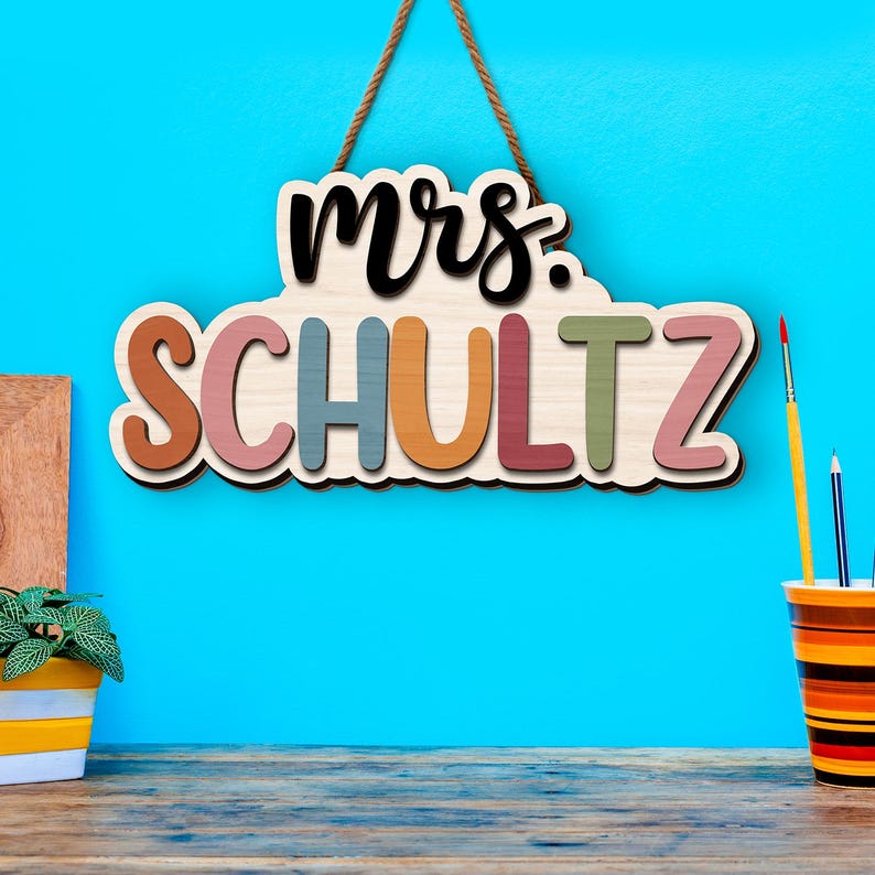Personalized Back To School Teacher Name Door Sign, Custom Teacher Door Hanger, Welcome Teacher Name Sign, New Teacher Classroom Decor Gift