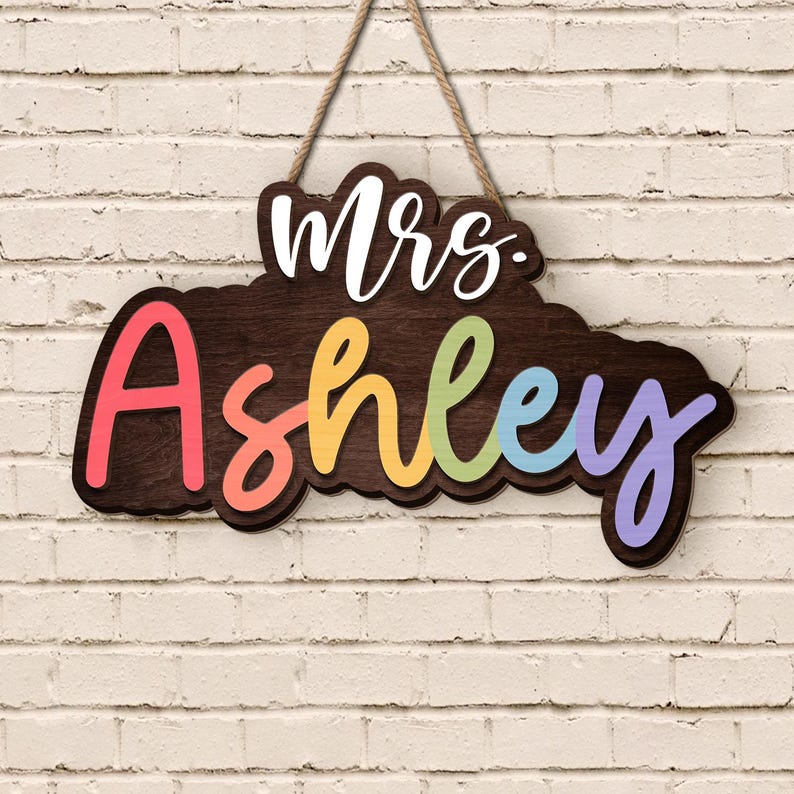 Personalized Back To School Teacher Name Door Sign, Custom Teacher Door Hanger, Welcome Teacher Name Sign, New Teacher Classroom Decor Gift