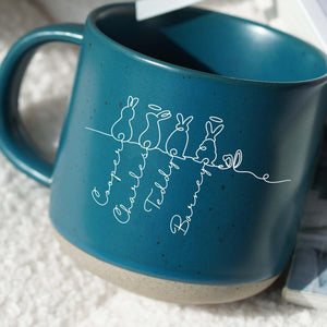 Cute Bunny Line Art - Personalized Rabbits Mug, Bunny Dad Mug, Bunny Mom Mug,Bunny Lover Mug,Pet Rabbit Gifts,Bunny Coffee Mugs,Animal Lover