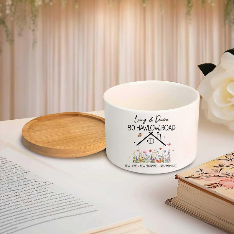 Personalized New Home Plant Pot, Custom Housewarming Gift, New Home Gift For Couples, Happy Engagement Gifts, New Homeowner Gifts