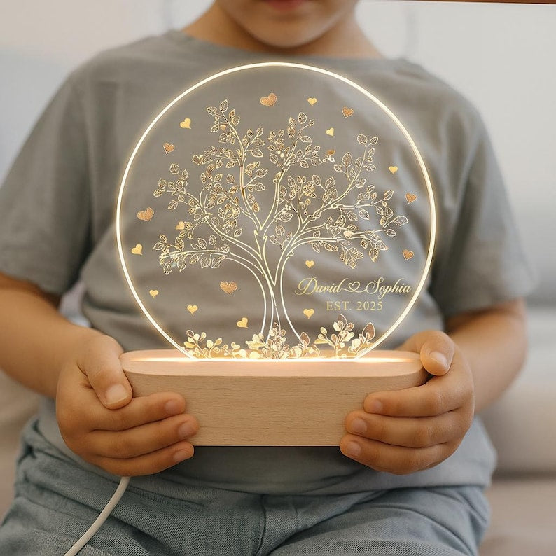 Tree Of Love Couples Night Light, Night Light With The Couples Name, Romantic Gift For Couples, Couples Anniversary Gift, Wedding Led Light