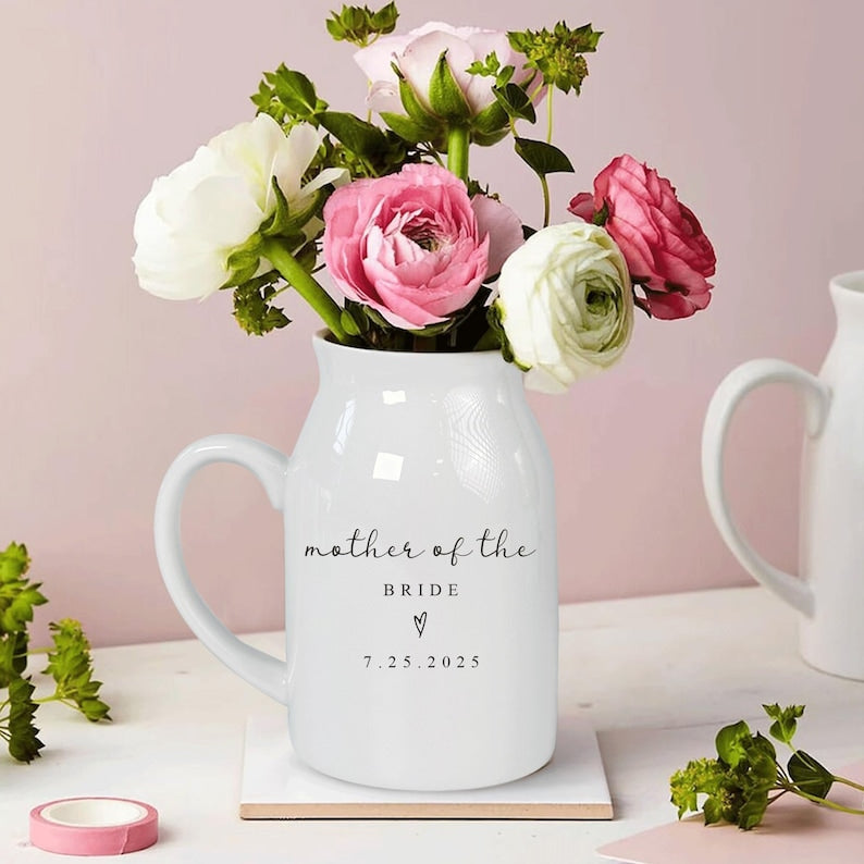 Personalized Wedding Gift For Mother Of The Bride & Groom,Mother's Day Gift For Mom,Mother of the Groom Flower Vase,Mother of the Bride Gift