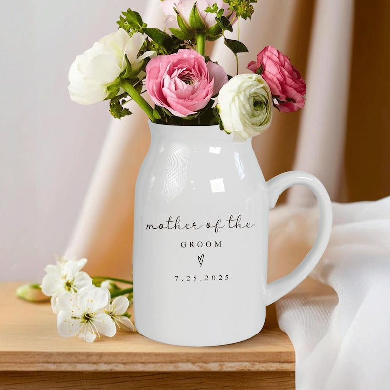 Personalized Wedding Gift For Mother Of The Bride & Groom,Mother's Day Gift For Mom,Mother of the Groom Flower Vase,Mother of the Bride Gift