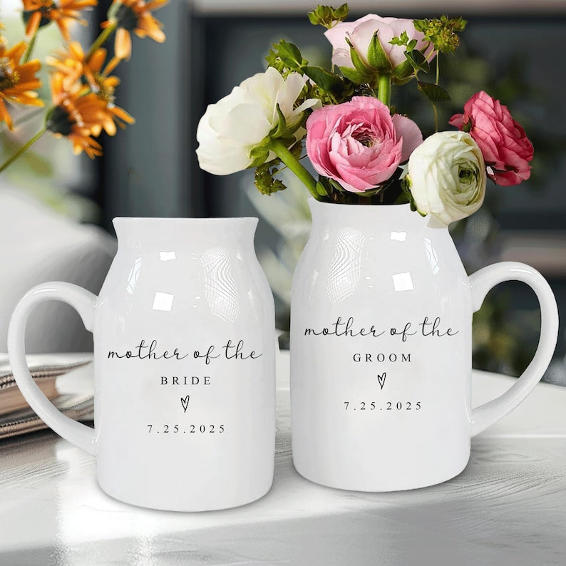 Personalized Wedding Gift For Mother Of The Bride & Groom,Mother's Day Gift For Mom,Mother of the Groom Flower Vase,Mother of the Bride Gift