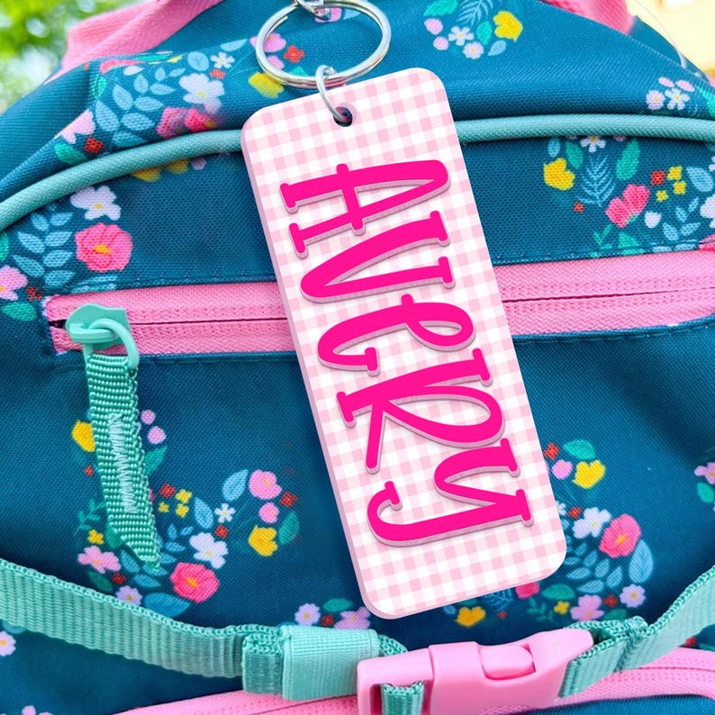 Personalized Back To School Kids Girl Gift, Custom Acrylic Name Tag, Backpack Name Tag, Diaper Bag, Custom Name Keychains, Lunchbox Name Tag