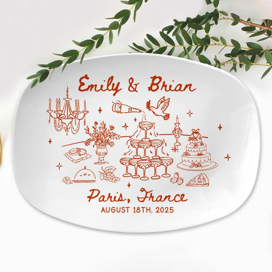Custom Wedding Gift for Couple, Wedding Platter Gift, Custom Bridal Gift Platter With Names, Unique Wedding Decor Plate, Wedding Keepsake