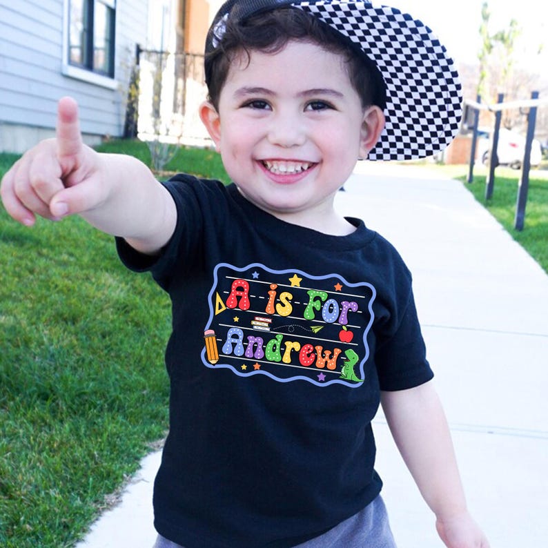 Back To School Kids Shirt, Personalized Alphabet Kids Shirt, Custom Name Shirt For Kids, Cute Kindergarten Shirt, First Day Of School Shirt