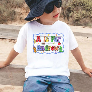 Back To School Kids Shirt, Personalized Alphabet Kids Shirt, Custom Name Shirt For Kids, Cute Kindergarten Shirt, First Day Of School Shirt