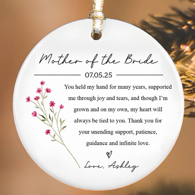 Custom Wedding Ornament Personalised Mother of Groom Bride Gift Gift From Daughter To My Mother On My Wedding Day Wedding Bridal Party Gifts