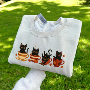 Embroidered Halloween Black Cat Sweatshirt, Pumpkin Fall Sweater, Halloween Shirt, Cute Autumn Spooky Season, Cat Lover Gift, Coffee Lovers il_794xN.7040535106_2u7r.jpg
